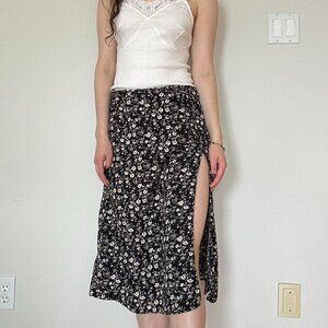 Floral Midi Skirt with Side Slit